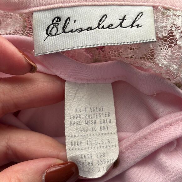 Vintage 1980s Dress Two Piece Lace Pleated Secretary Pink Made in USA 18W B105 - Picture 9 of 11